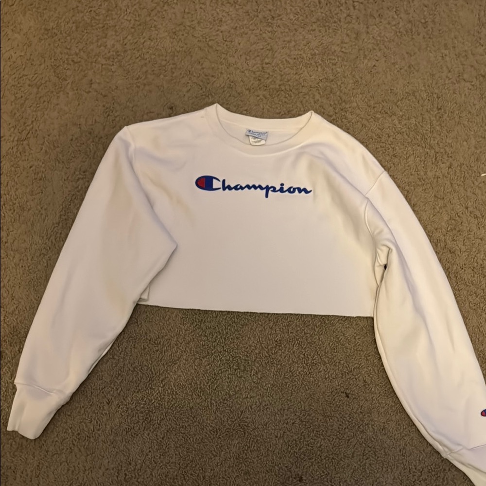Champion White Cropped Sweatshirt